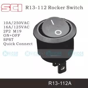 R13112 M19 조명 라운드 로커 스위치 블랙 램프 대만 SCI R13112A R13112B2F R13112B R13112B2