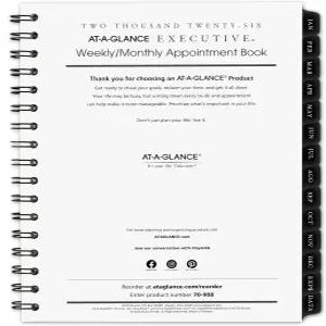 AT-A-GLANCE 2026 주간 월간 약속 도서 리필 6-1/2인치 x 8-3/4인치 중간 임원(709081026)