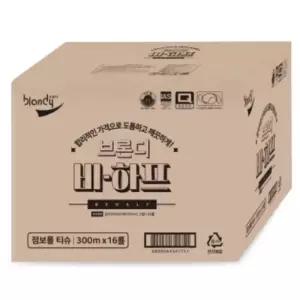 브론디 비하프 2겹 점보롤 300m 16롤 사무실 대용량 /J
