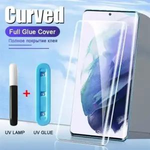 삼성 S24 S22 S23 S21 울트라 S20 강화 유리에 대한 UV 커버 화면 보호기 참고 8 9 10 20 S10 S8 S9 플러스