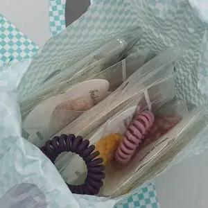 [하프클럽/]블루 체크 토끼 선물 포장 비닐봉투 포장지 보자기 10 매입