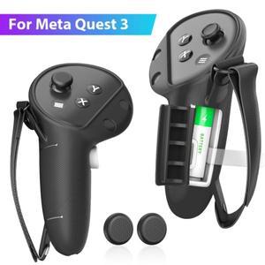 Meta Quest 3 컨트롤러용 VR 핸들 실리콘 케이스 액세서리용 배터리 컴파트먼트 개구부가 있는 보호 커버