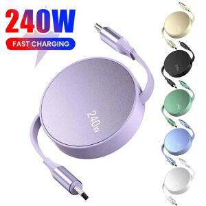 PD 240W 고속 충전 타입 C 케이블 삼성 샤오미용 USB 데이터 (자동 감김식)