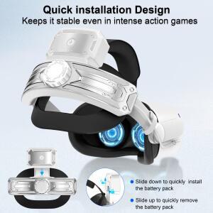 Meta/Oculus Quest 2용 배터리가 포함된 헤드 스트랩 조정 가능한 엘리트 교체 액세서리