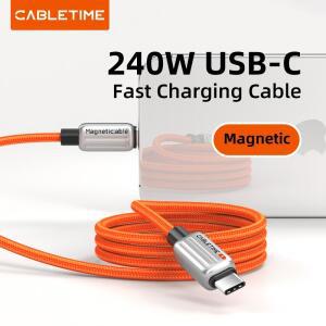 CABLETIME 마그네틱 240W PD 케이블 USB C 고속 충전기 어댑터  노트북 Macbook 용 전원 Samsung iPad
