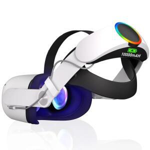 Oculus Quest 2 VR 헤드셋 용 배터리가 포함 된 엘리트 스트랩 Meta 액세서리 조정 가능한 10000mAh 보조베