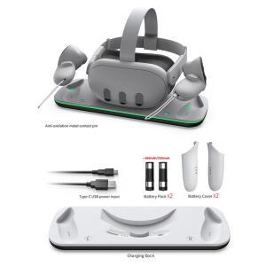 Oculus 3 VR 헤드셋 및 터치 컨트롤러 메타 충전 독 디스플레이 스탠드 M9V8 용 스테이션