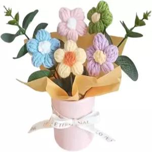 수야코타 크로셰 꽃다발 발렌타인데이 어머니 생신을 위한 수제 니트 홈 데코 여자친구 결혼식 할머니 생일