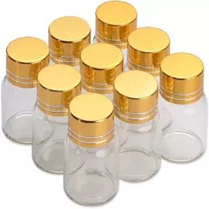 웨딩 장식용 투명 유리병 8ml 빈 병 골드 알루미늄 회전 커버 캡 디자인 패키지 12개 12