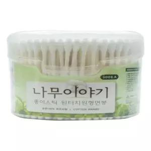 [룽스_62]원터치 종이면봉 원형 면봉 귀이개 화장 300EA