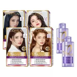 [나눠 쓰는 셀프 새치 염색]로레알파리 엑셀랑스 듀오 크림 염모제 4개 + HA 샴푸 80ml 2개