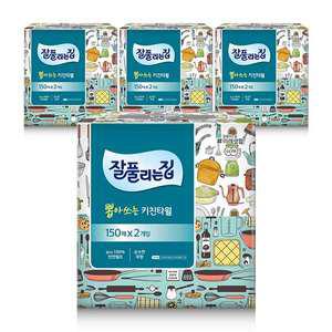 잘풀리는집 뽑아쓰는 키친타월, 150매, 2입, 4개