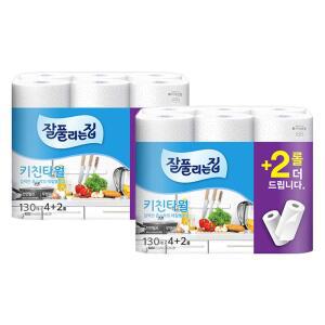 잘풀리는집 키친타월, 130매, 4+2롤, 2개