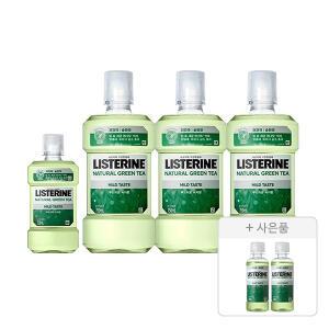 리스테린액 내추럴 그린티 마일드 750ml, 3개+250ml, 1개+증정(그린티 마일드 100ml, 2개)