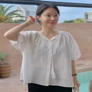 썸머스노우 도트 퍼프 블라우스 (one color)