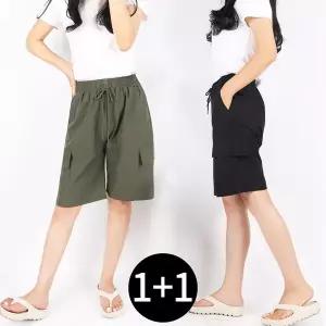 [1+1]여름_B여성에어카고반바지 여자 건빵 밴딩 경량 쿨링 데일리