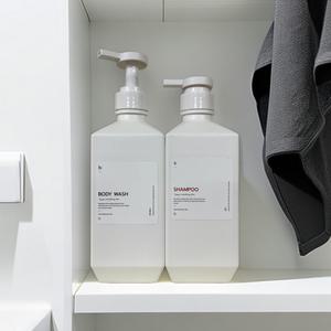 샴푸통 정리 다용도 디스펜서 호텔 욕실 리필용기 공병 600ml 스티커 라벨 6가지