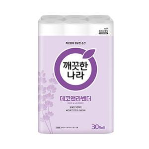 깨끗한나라 3겹 데코 앤 라벤더, 30m, 30롤, 1개
