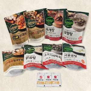 비비고 8입세트 스팸부대찌개 감자탕 육개장 설렁탕 닭곰탕 소고기미역국 청국장찌개 사골곰탕 참기름