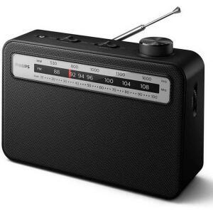 필립스 AM FM 라디오 휴대용 2000 시리즈 스피커 AC 배터리 작동 전원 여행용 3.5mm 헤드폰 잭 및 주파수
