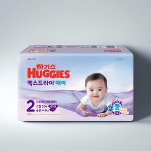 하기스 맥스드라이 에어 밴드형 2단계 공용 50매 6팩