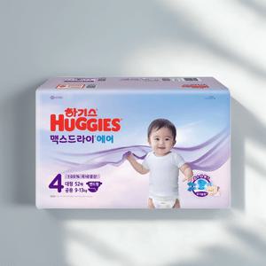 하기스 맥스드라이 에어 밴드형 4단계 공용 52매 2팩