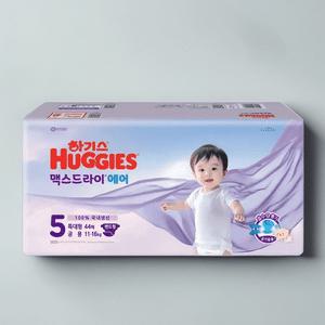 하기스 맥스드라이 에어 밴드형 5단계 공용 44매 4팩