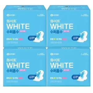 화이트 수퍼흡수 울트라슬림 생리대 중형 18p x4개
