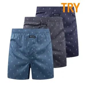 [TRY]트라이 남성 순면 트렁크팬티 80수 레이더스 사각박서 3매입 패턴C