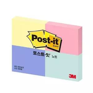[핫트랙스]3M 일반 653-4 레인보우 노랑하늘분홍민트 100매4패드
