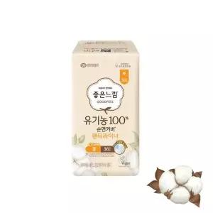 [NS홈쇼핑]유한킴벌리 좋은느낌 유기농 순면커버 데일리 라이너 롱 36매 x 1팩..