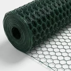 양계망 닭장망 육각 pvc 울타리 코팅 철망 그물 휀스 철조망 1m x 9m