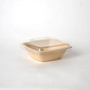 펄프 정사각 24온스 용기 PET 투명 뚜껑 세트 300개 BOX 일회용 테이크아웃 배달용기