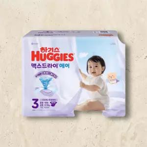 하기스 맥스드라이 에어 밴드형 공용 3단계 64매 2팩