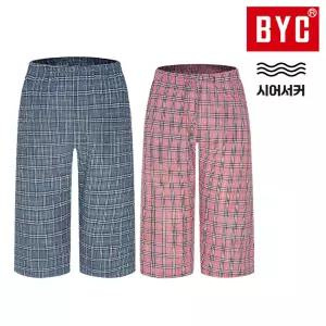 BYC 시어서커 체크 7부파자마 / 빅사이즈남성여성커플잠옷바지