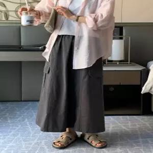 클루디 카고 밴딩 롱 스커트 (one color)