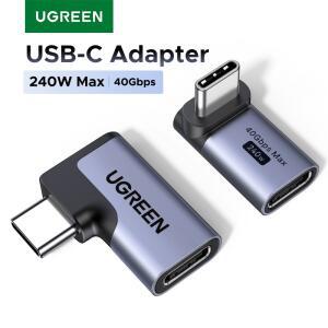 UGREEN USB-C 수컷 어댑터 2개  직각 지원  240W 고속 충전 및 40Gbps  맥북 호환 아이패드 호환 폰용