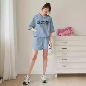 [핑크시슬리] SET/브루클린 바스락 후드 스트링 4부 트레이닝세트
