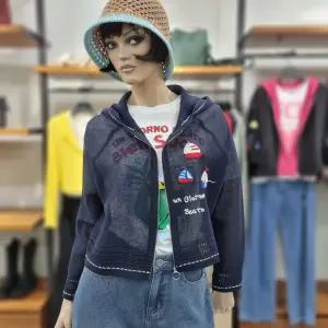 베네통/애플아울렛/돛단배 자수 후드 집업 가디건/BAKC58531