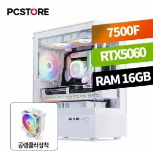 피씨스토어 화이트 감성 미니 어항 PC 라이젠5 7500F RTX5060 (16GB 500GB)