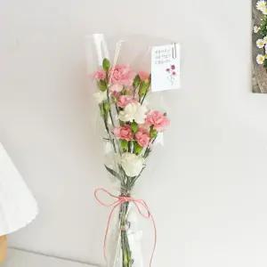 카네이션 생화 심플 투명 꽃다발 어버이날 가정의달 스승의날 감사카드 세트 꽃선물