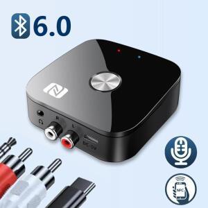 블루투스 6.0 오디오 리시버 RCA 3.5mm AUX USB 스테레오 NFC BT 무선 어댑터 U디스크 마이크 포함 차량용