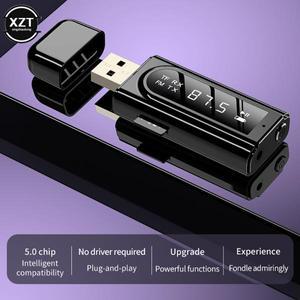USB 블루투스 호환 5.0 송신기 LED 디스플레이 MP3 Aux 자동차 FM TV PC 오디오 스테레오 어댑터 홈 스피커