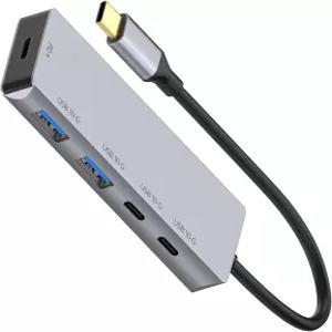 4-in-1 USB C-Hub 10Gbps 데이터 전송 100W PD 충전 2배 C 및 a 포트 노트북/태블릿/폰용 알루미늄