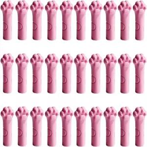 MOZXIRZ 30피스 귀여운 연필 캡 고양이 발 지우개 상단 보호대 커버 학생 길르스 학교 사무용품용 연장