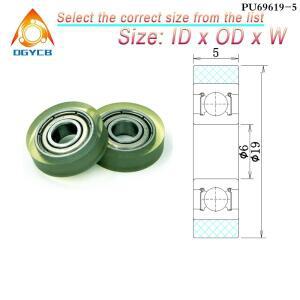 1pc OD 19mm PU 코팅 롤러 696 베어링 6x19x5mm PU69619-5 폴리우레탄 성형 휠 6x19x5 고무 커버 풀리
