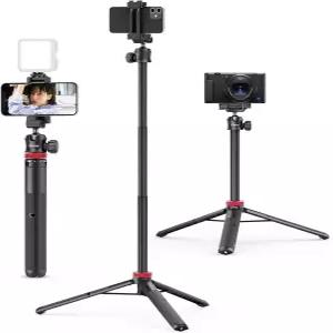 울란지 MT-44 확장형 휴대폰 삼각대 59인치 셀카봉 브이로그 스탠드 2인치 클립 360 볼 헤드 카메라 소니