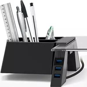 밀셀코 모니터받침대 USB 화이트 투명 모니터선반