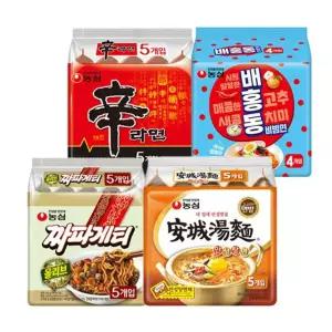 신라면 5봉 + 안성탕면 5봉 + 짜파게티 5봉 + 배홍동 비빔면 4봉