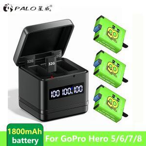 Gopro Hero 8/7/6/5 배터리(LCD 디스플레이 포함) 8 7 6 5용 다기능 스마트 배터리 충전 박스/케이스